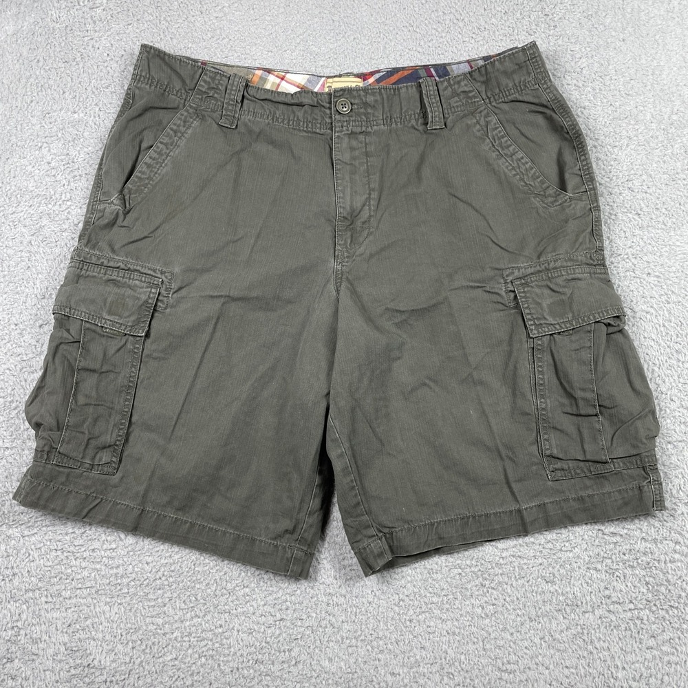 VTG Roebuck & Co. Cargo Shorts Mens 40‎ Olive Green Cotton Twill Casual Outdoor
